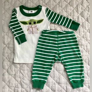 Hanna Andersson Star Wars Baby Yoda Baby Pajama 3-6M Green stripes